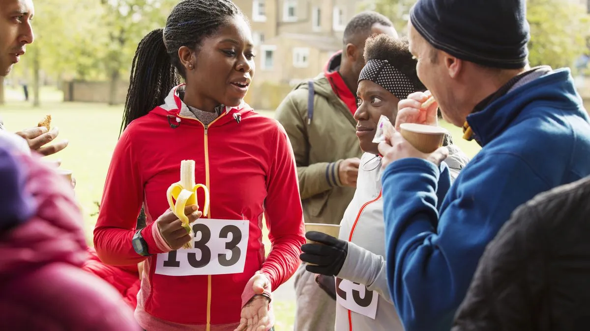 Runner eating banana
