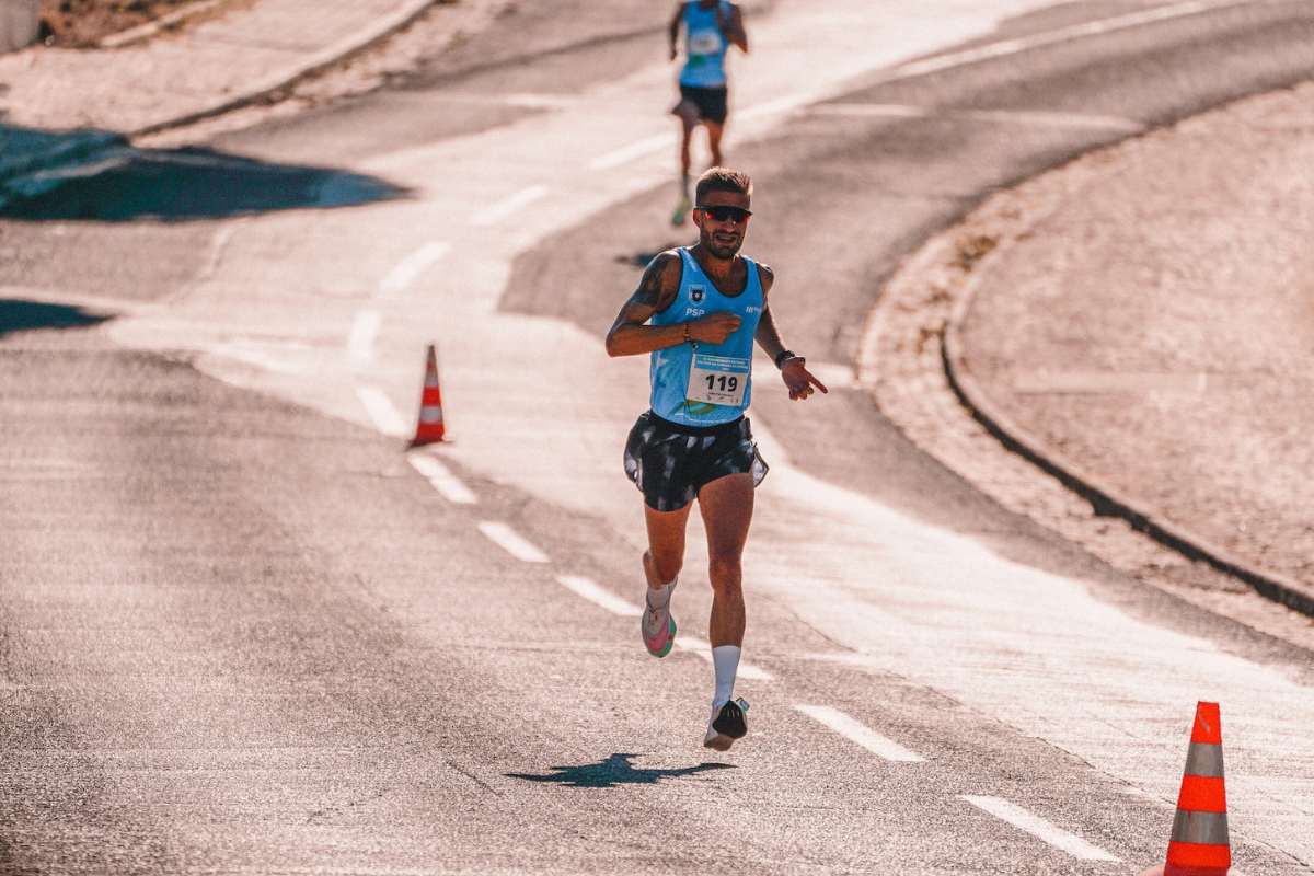 Athletes running on a hard surface