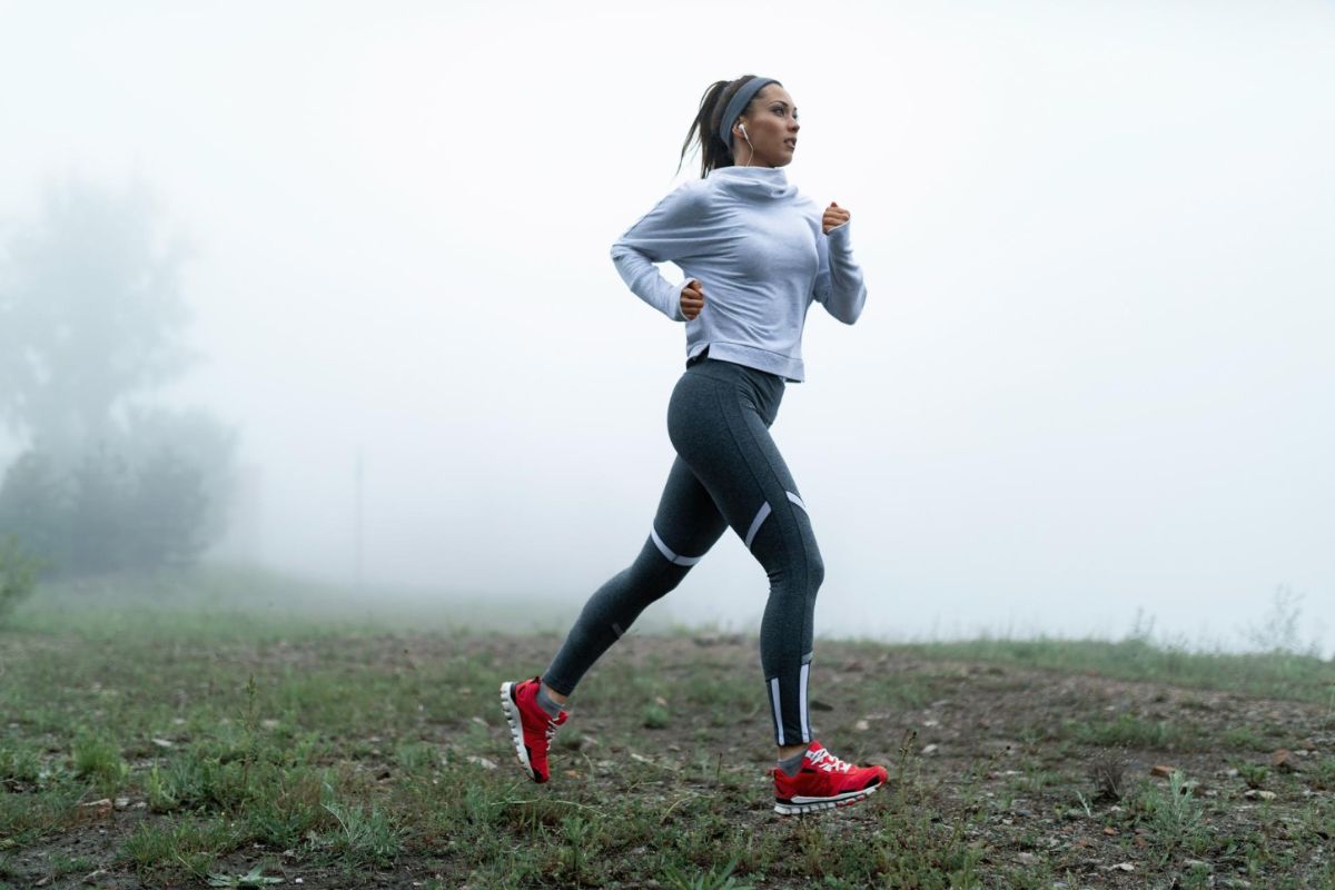 Female runner went for a run in the morning