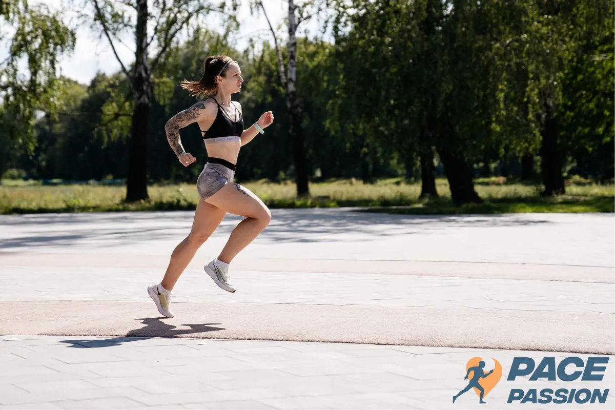 A female runner starting her run for 2 miles