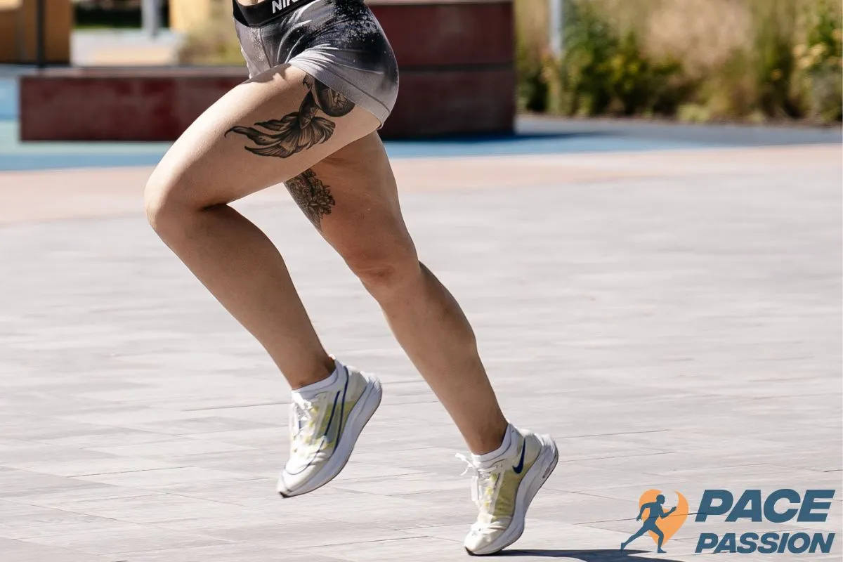 Woman runner wears proper supportive shoes to prevent cramps