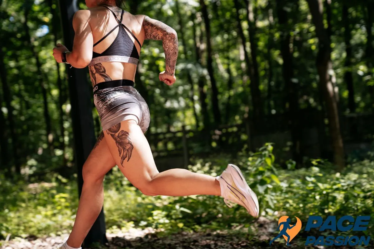 The girl is running after getting a tattoo