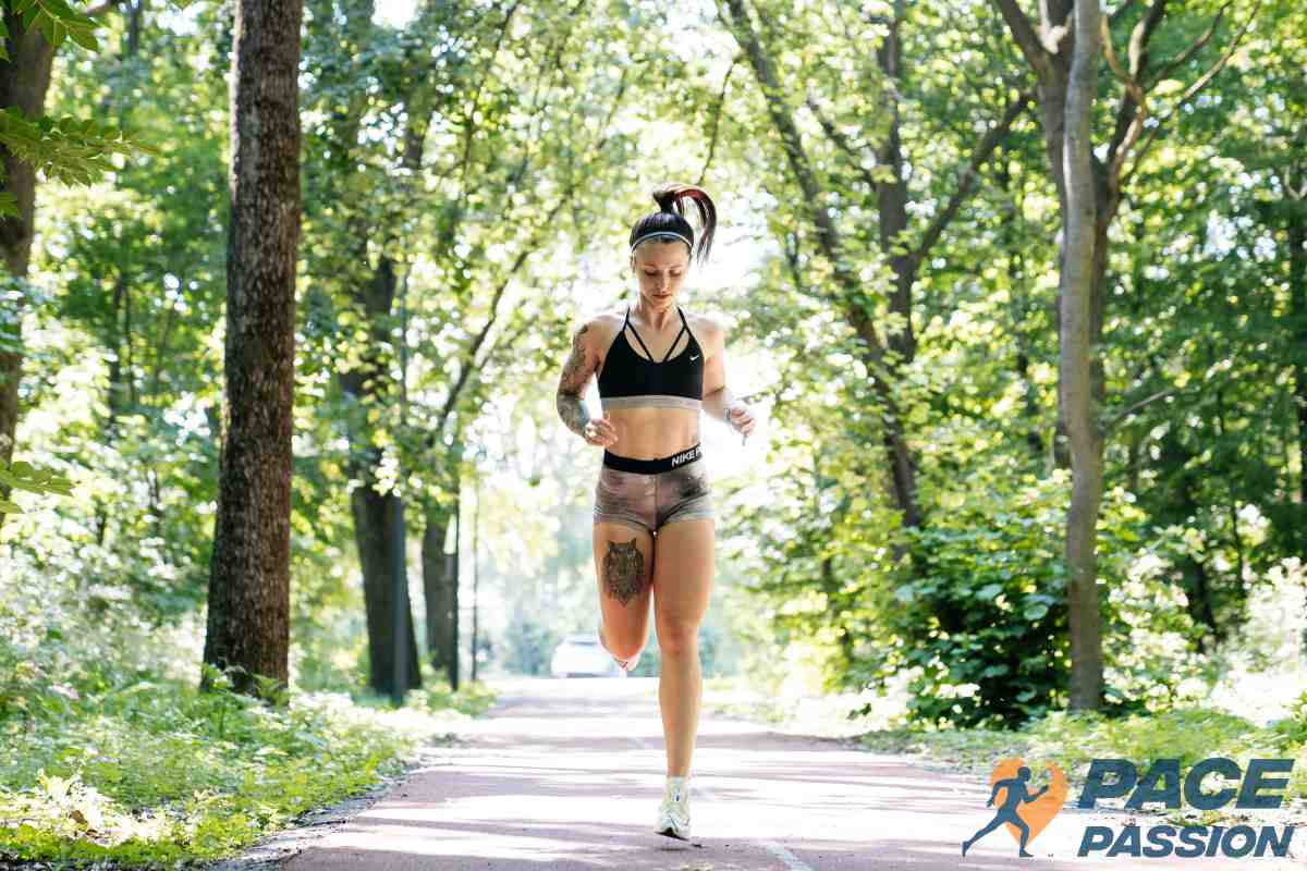 Female athlete is covering a distance of 14,000 steps