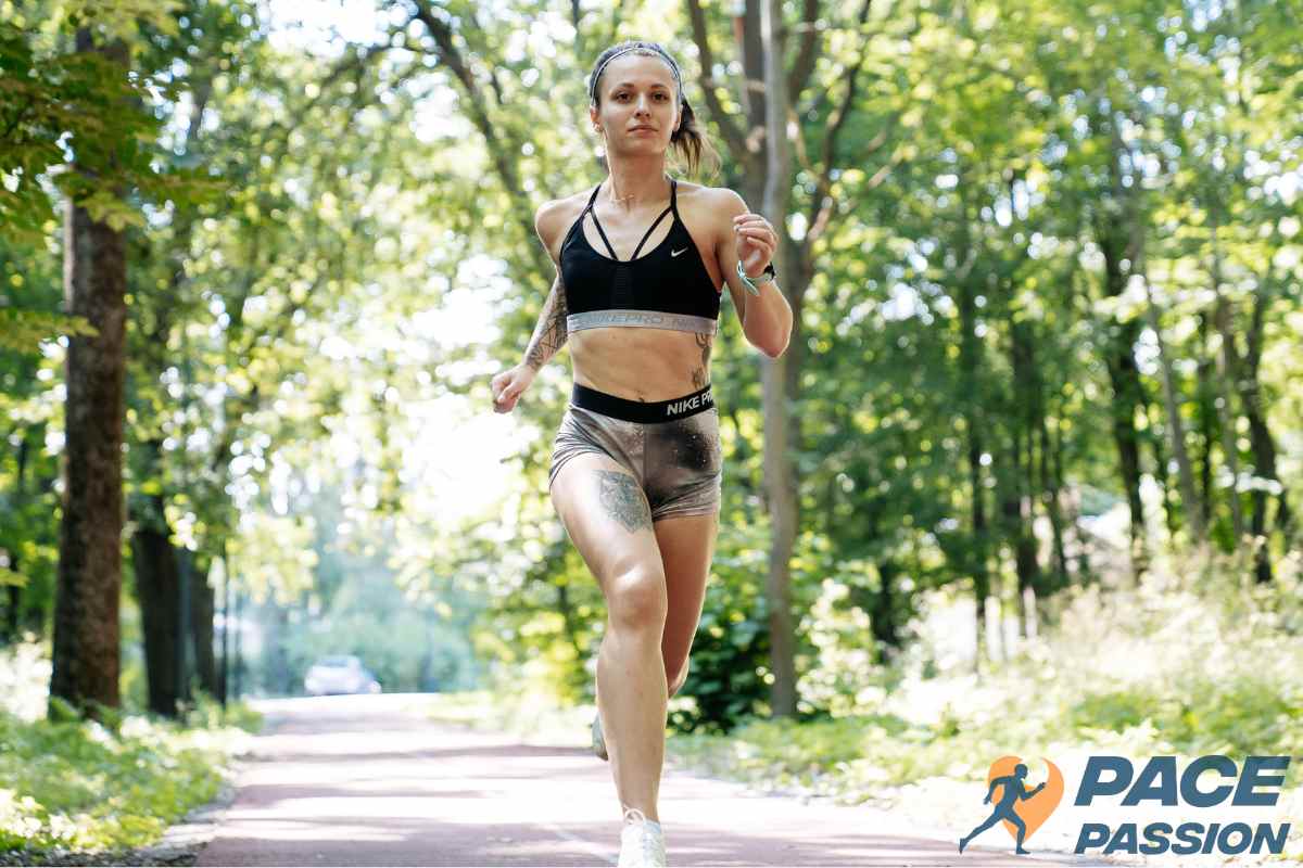 Woman runner training in the park before a 7 mile run