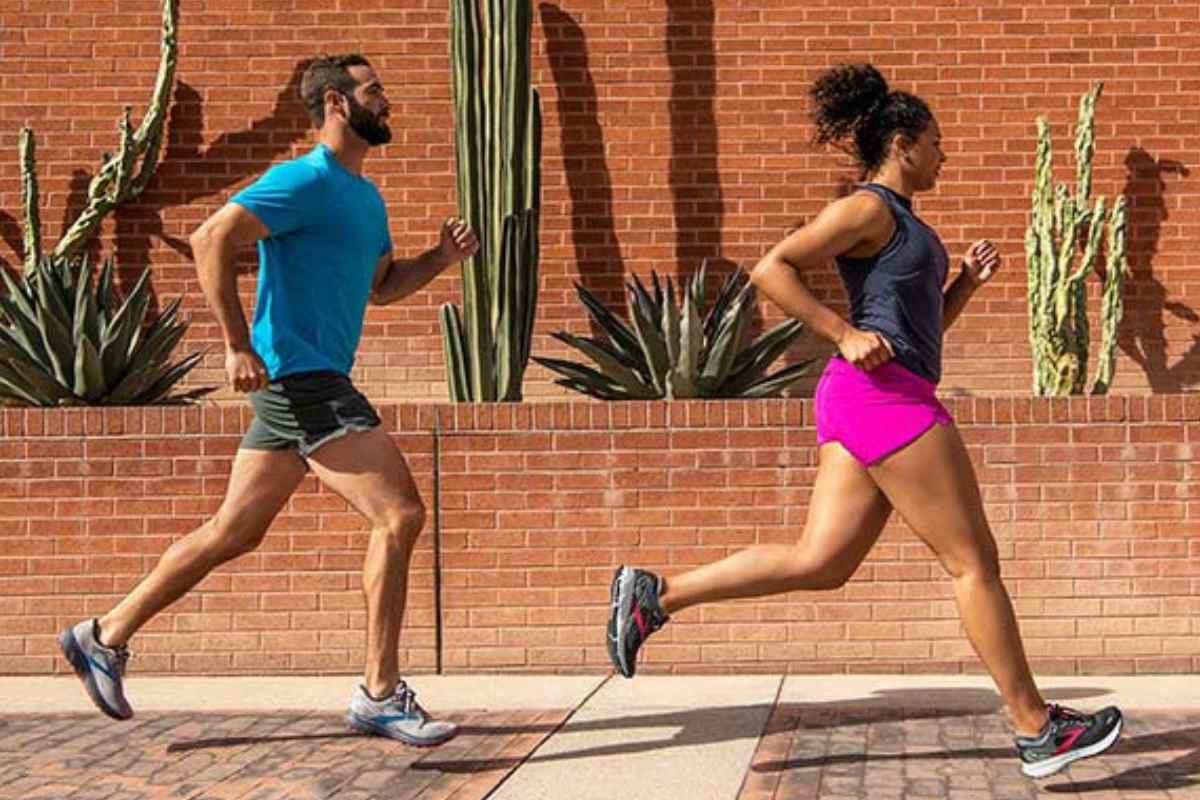People running in clean Brooks shoes