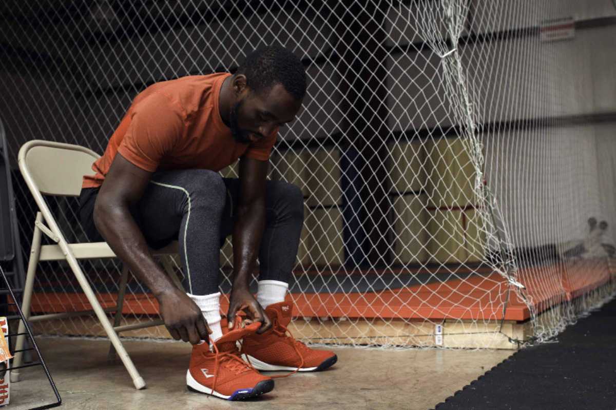 Wearing Everlast shoes for boxing or running