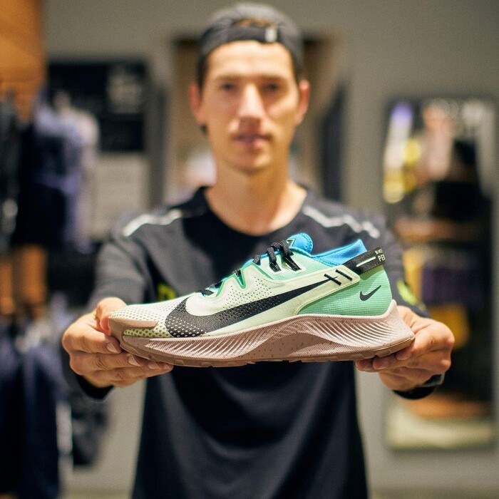 Oleksandr Zagrebelnyi demonstrates Nike Pegasus Trail 2 sneakers