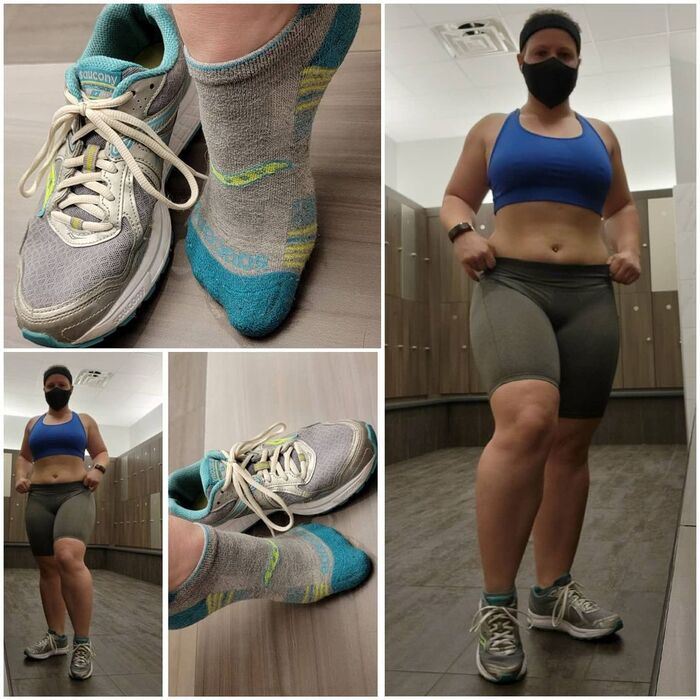 A female in Saucony Athletic running socks