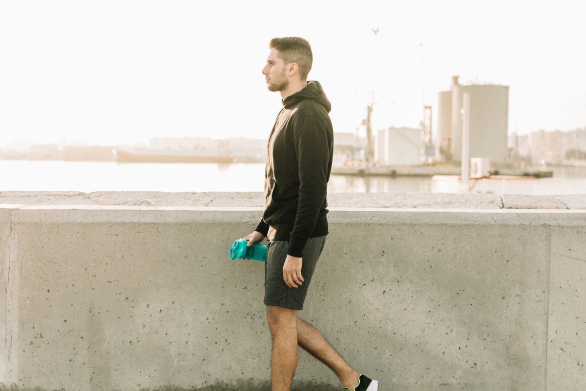 Man engaged in a 2-mile walk