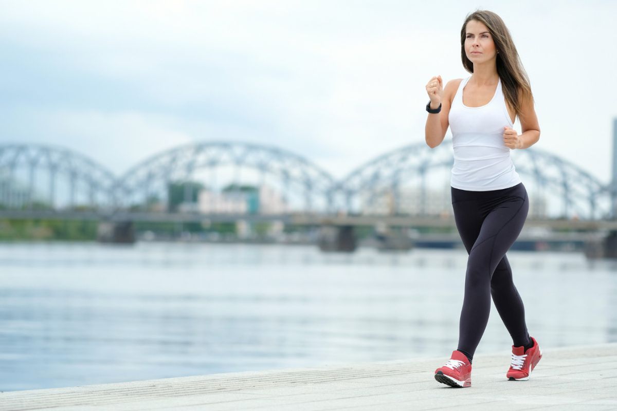 Woman engaged in a 2-mile walk