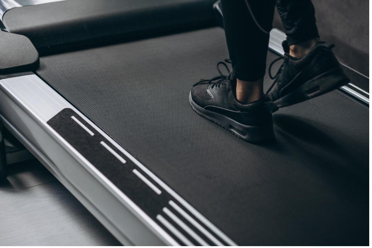 Runner exercising on a treadmill