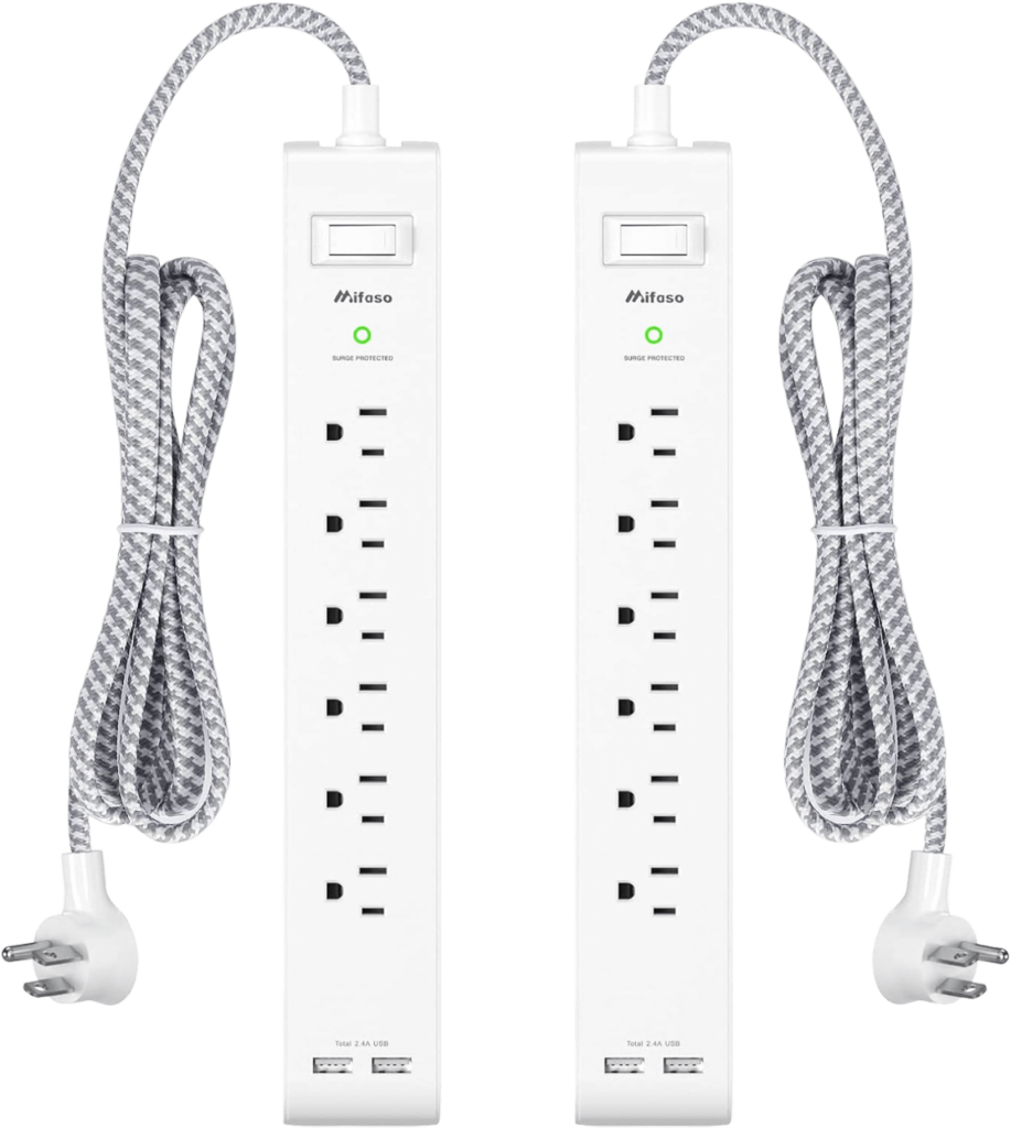 Mifaso 2 Pack Power Strip Surge Protector