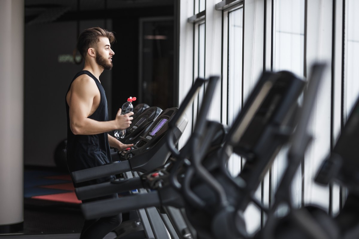 Man walking on treadmill